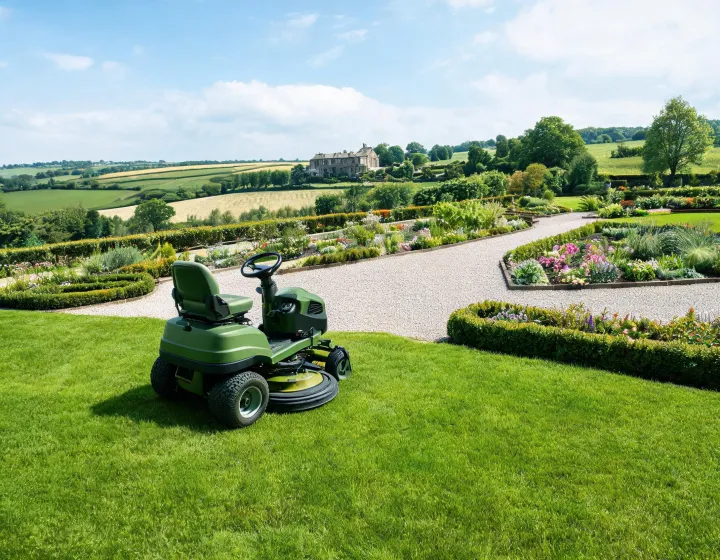 Mowing equipment on a maintained agricultural estate